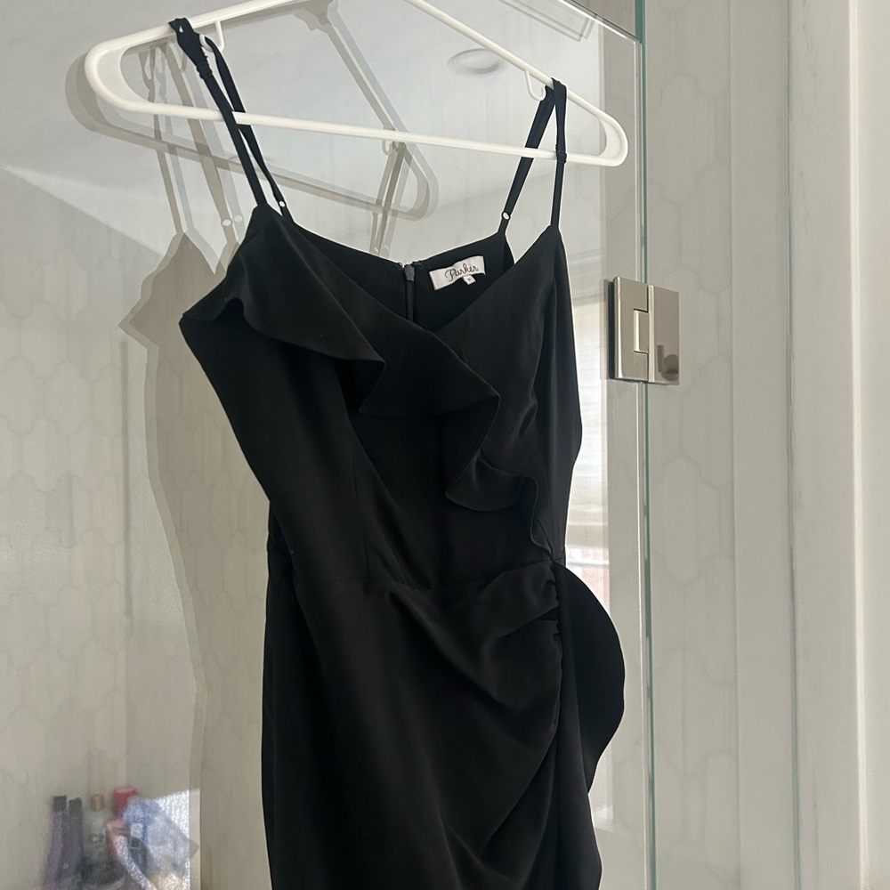 Black Parker Dress size 0 Ellender Ruffle Slit Dress